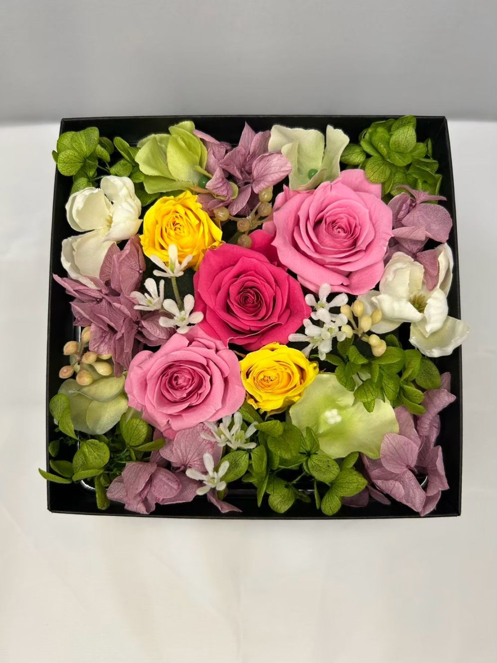 プリザーブド  スクエアボックス・カラフル