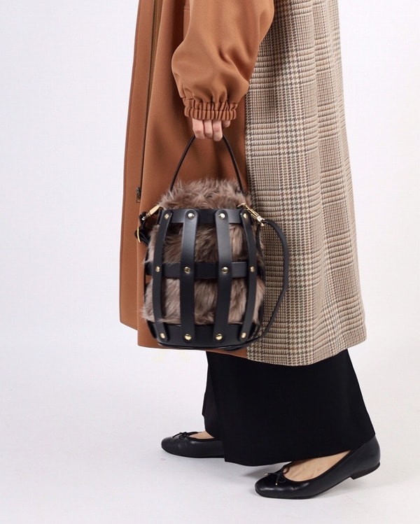 【VIOLA'dORO】エコファー×牛革バック