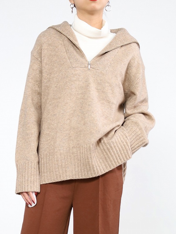 【siro de la bonte】ハーフジップセイラーカラーニット