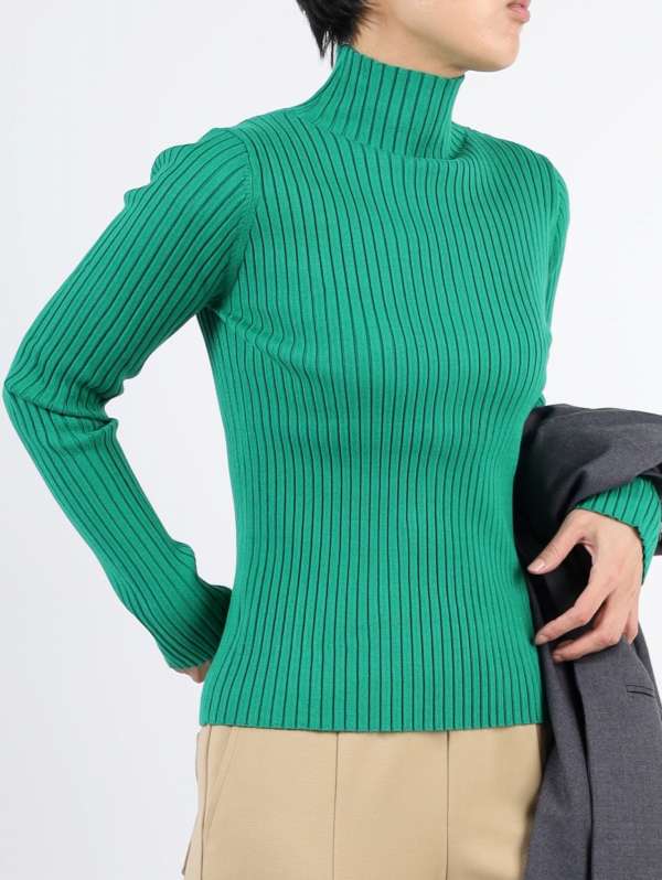 【marie d'or】リブハイネック長袖ニット