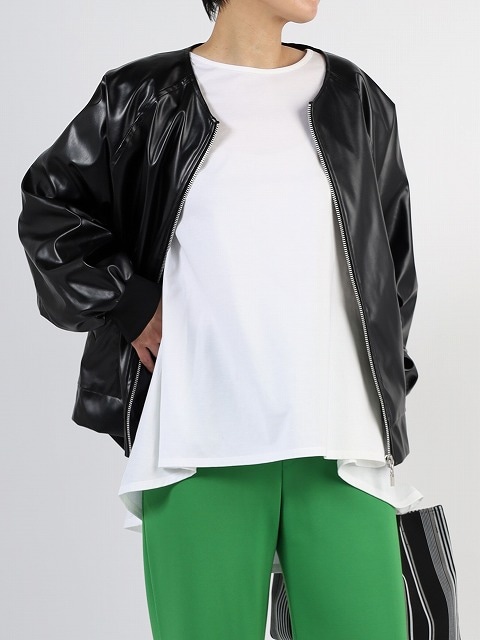 【le chanter】後タックエコレザーブルゾン