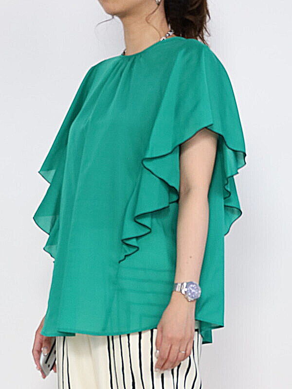 【trois】フレアスリーブ前後両用ブラウス