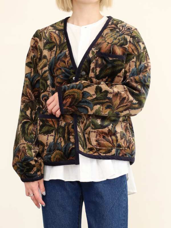 【LeMelange】ボタニカルプリントジャケット