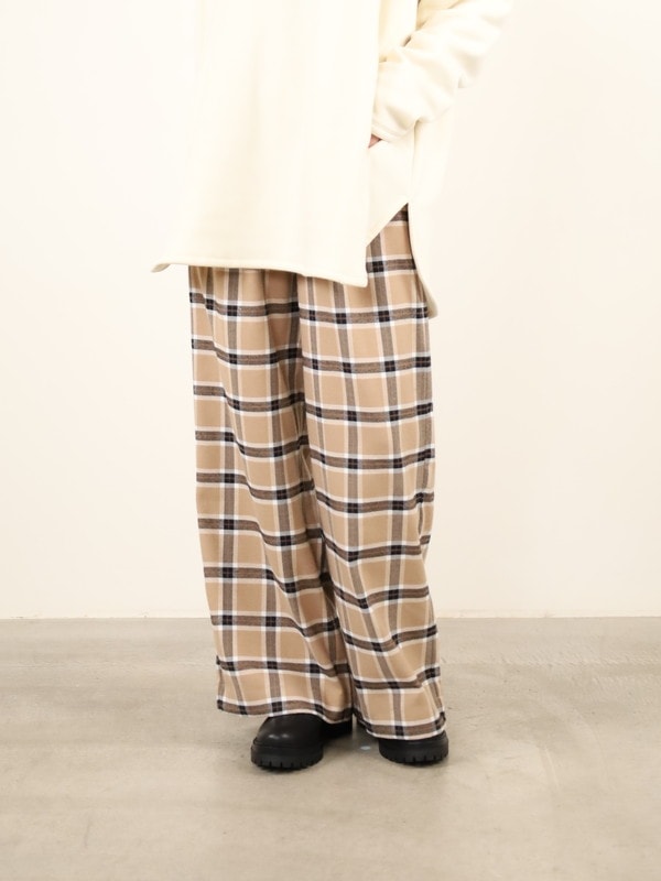 【siro de la bonte】チェックワイドパンツ