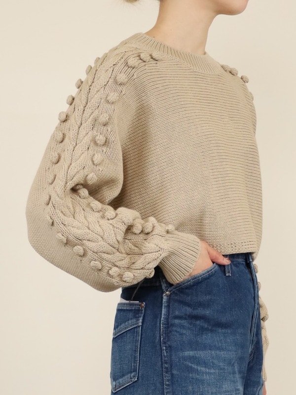 【Emmaculate】ケーブル・ポップコーン短丈ニット