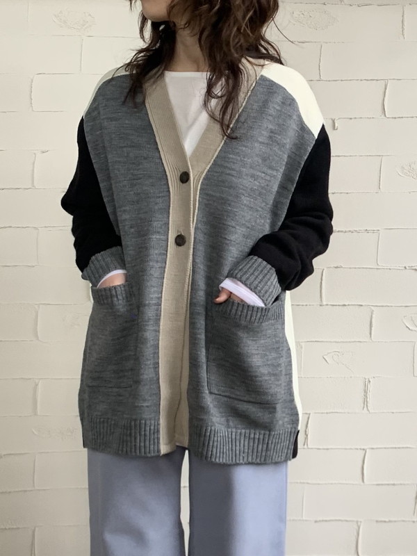【Rinascente Donna】配色ニットカーデ