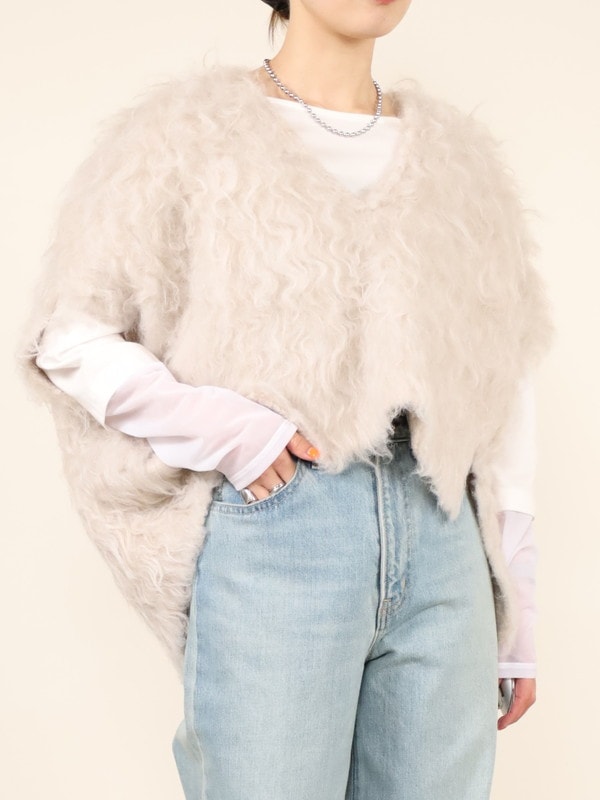 【siro de la bonte】深Vプードルカールニットベスト