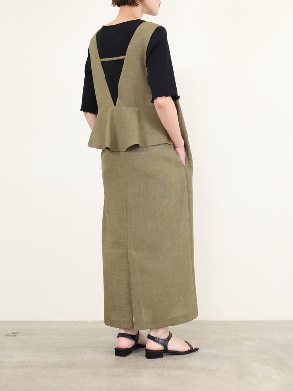 【trois】バックルフリルリネンライクジャンスカ