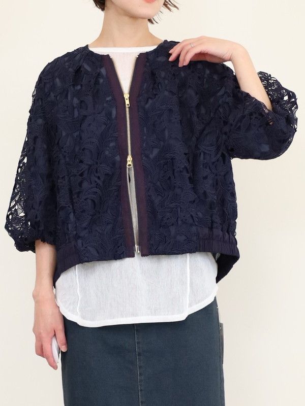 【trois】フラワーレースZIPブルゾン|trois トロア|Brand