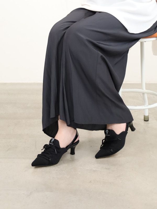 【MAISON MAVERIC】６ｃｍヒールレースアップミュール