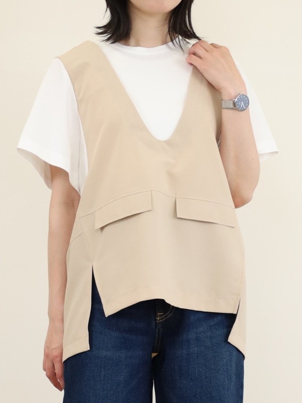 【trois】ベストレイヤードデザイントップス