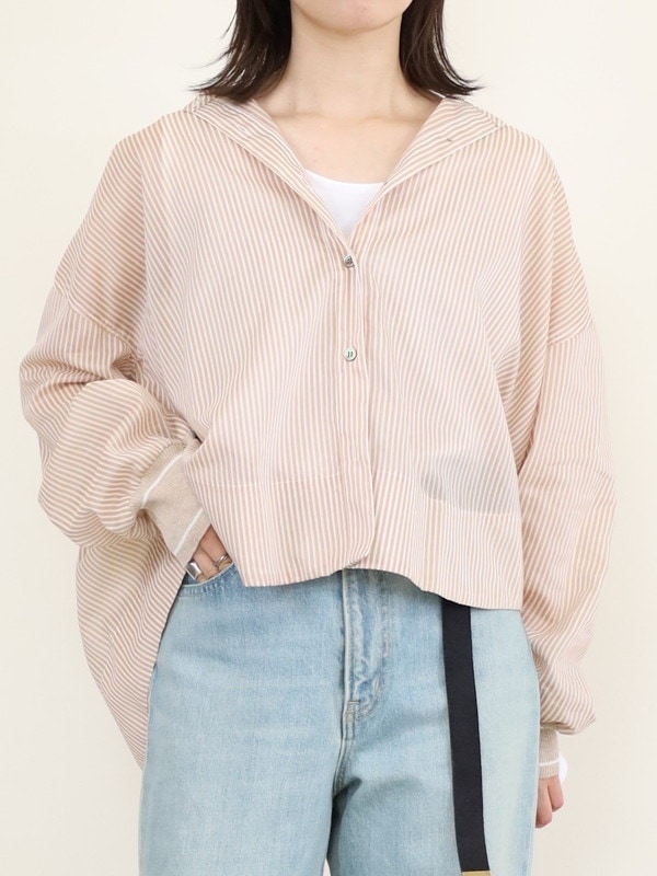 【Munich】袖口リブストライプブラウス