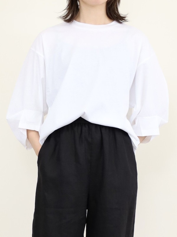 【Munich】タック6分袖立体フォルムカットソー 