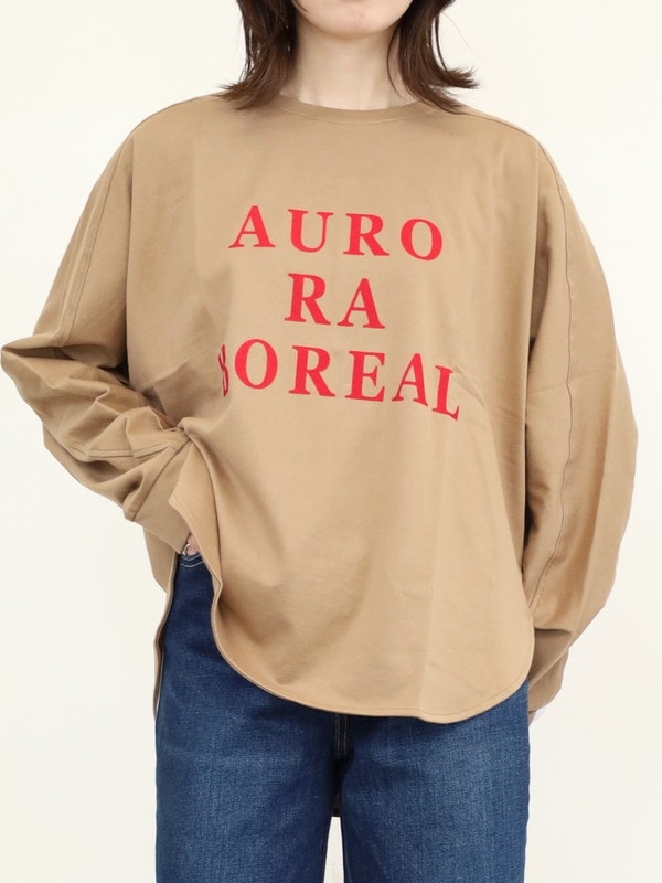 【trois】フロッキープリント長袖カットソー