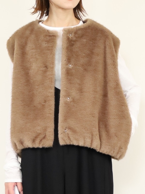 【trois】エコファーショートジレ