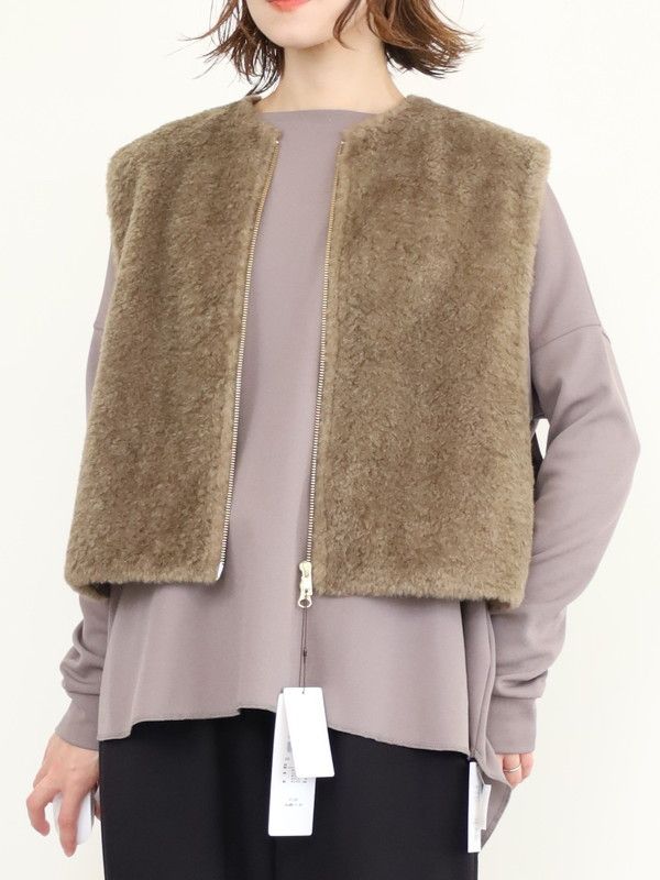 【trois】ボア×ポンチショート丈ベスト|trois トロア|Brand