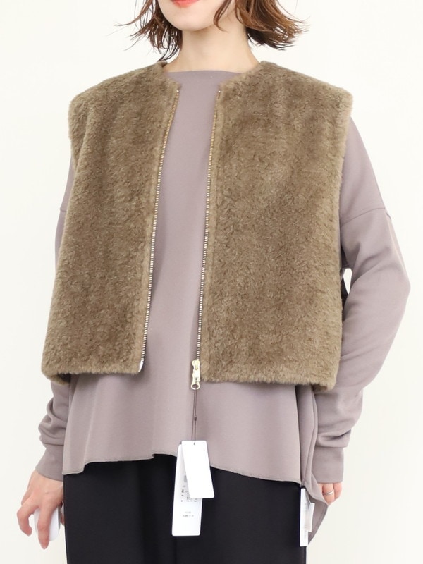 【trois】ボア×ポンチショート丈ベスト