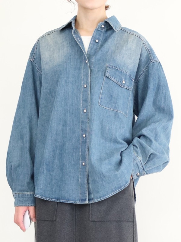 【tranoi】ドームボタンデニムシャツ