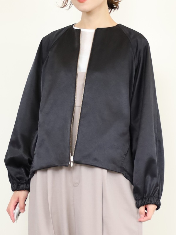 【Doneeyu】サテンZIPブルゾン