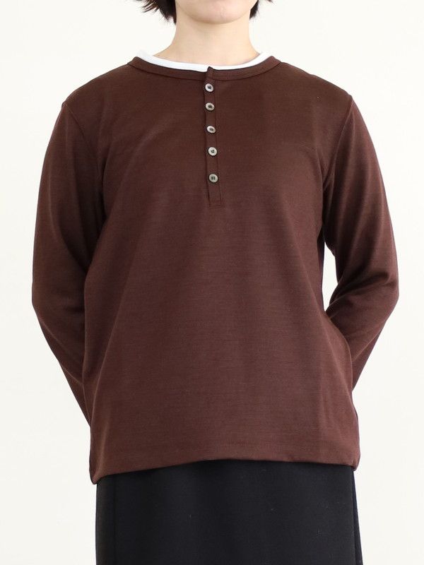 【LeMelange】ウォッシャブルヘンリーネックニット