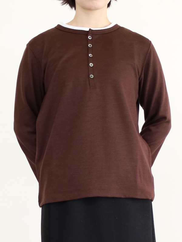 【LeMelange】ウォッシャブルヘンリーネックニット