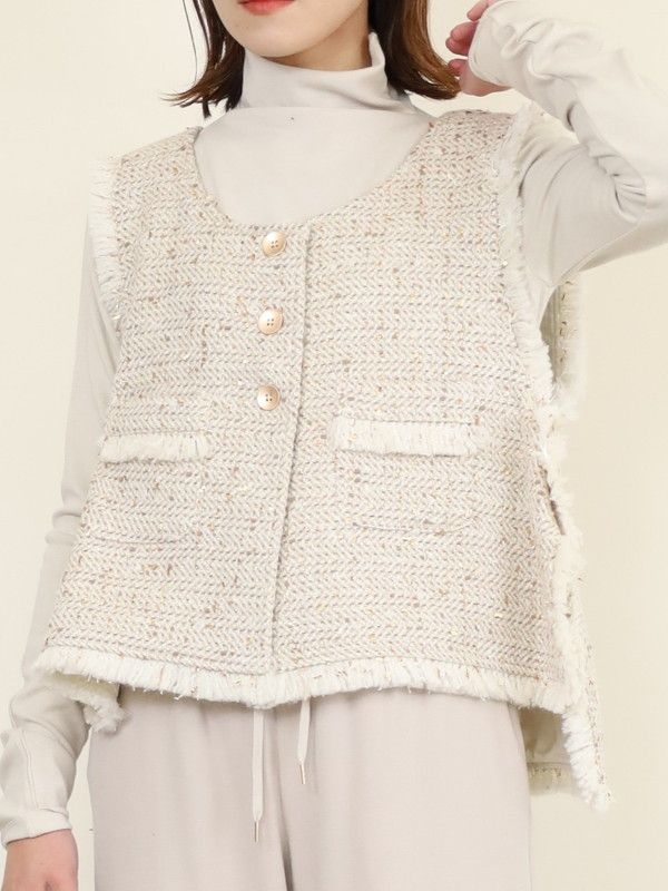 【CYAN TOKYO】ランダムラメツイードベスト