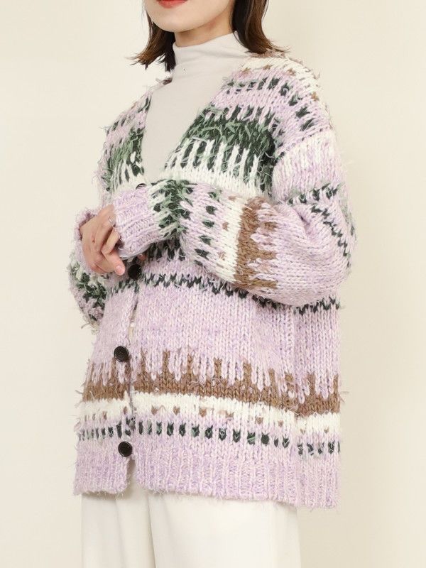 【JOHNBULL】ファンシーヤーンジャガードカーディガン