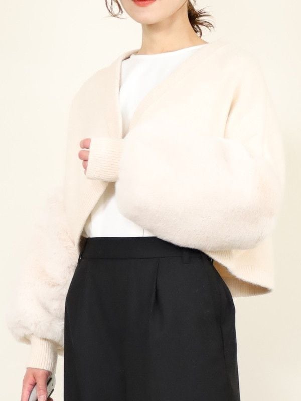 【trois】エコファー使いショート丈ニットボレロ