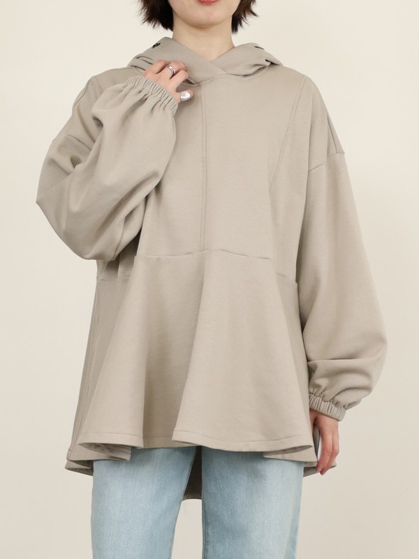 ayane フレアパーカー　グレージュ ayane】高機能生地フレアパーカー