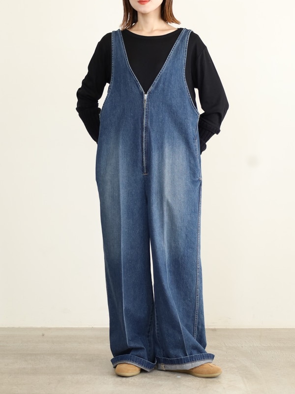 【JOHNBULL】Vネックデニムオールインワン