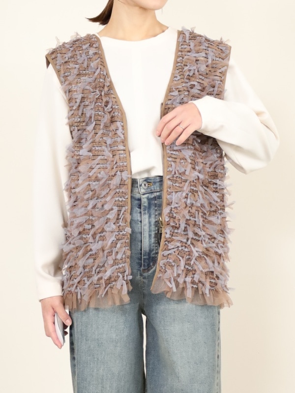 【CHIGNON】チュールレースドッキングベスト