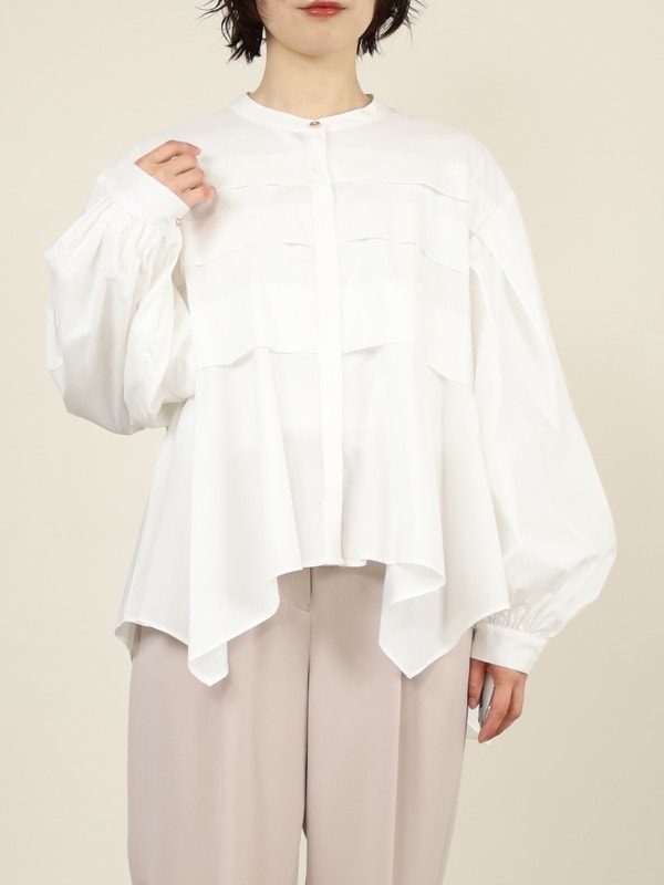 【CHIGNON】ピンタックフレア長袖ブラウス 
