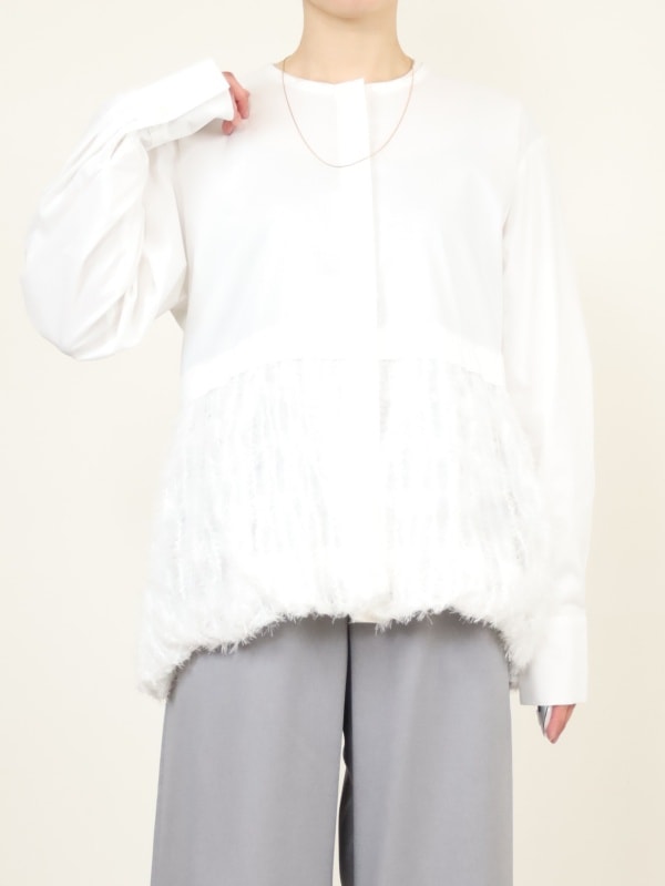 【CHIGNON】ファードッキング長袖ブラウス 