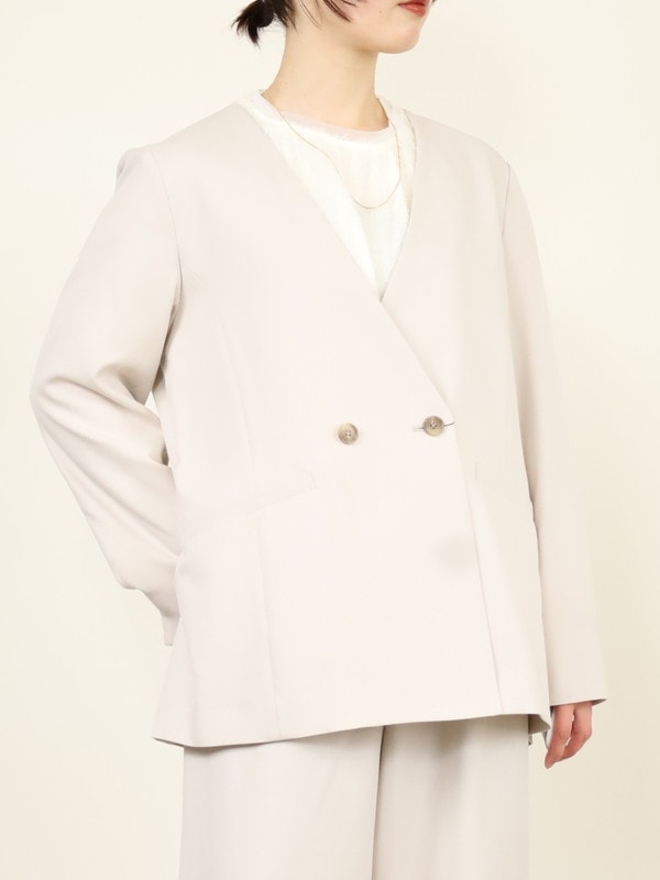 【trois】ソフィーツイルダブルノーカラージャケット