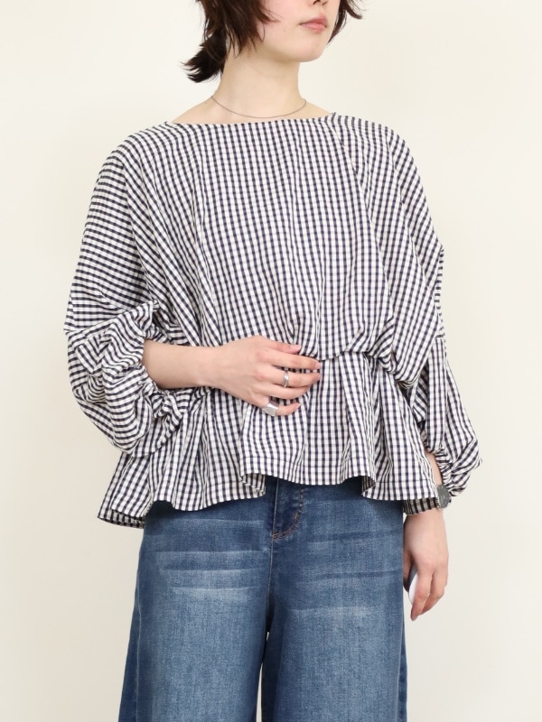 【CEaRET】チェックバルーンブラウス