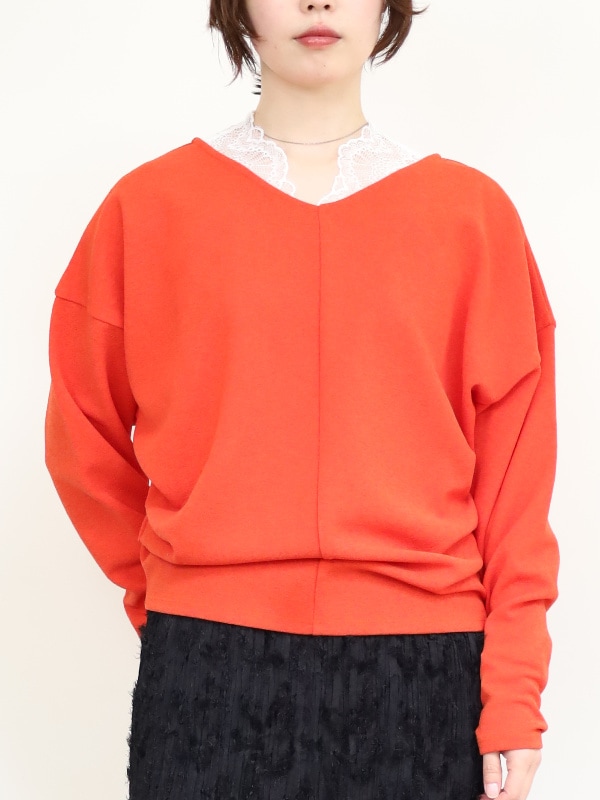 【MICA&DEAL】ジョーゼットタックＶネックプルオーバー