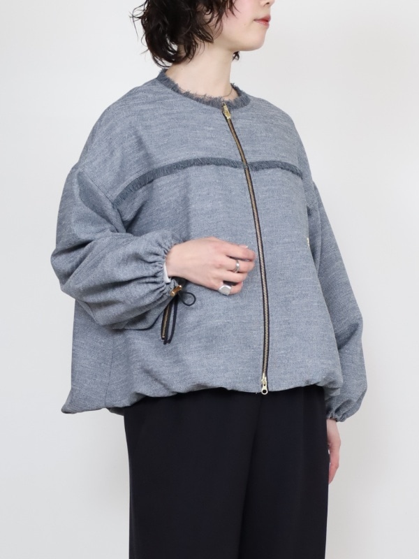【trois】スラブツイードバルーンZIPブルゾン