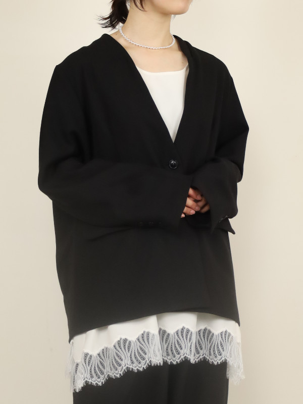 【siro de la bonte】ストレッチツイルノーカラージャケット