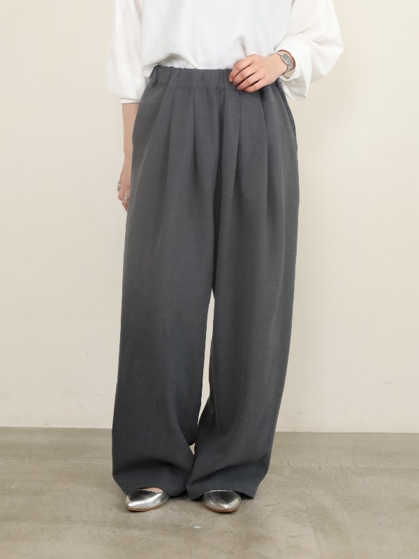 【siro de la bonte】ストレッチツイルタックイージーパンツ