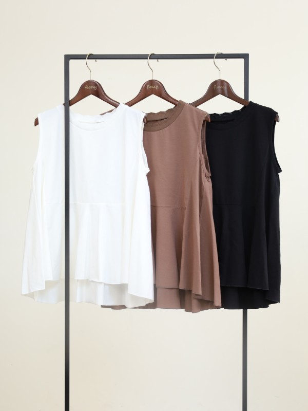 【ayane】襟ぐりニットフレアタンクトップ