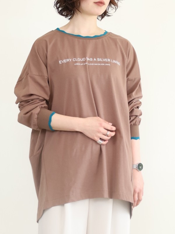 【ayane】衿ぐりニットロゴロンT 