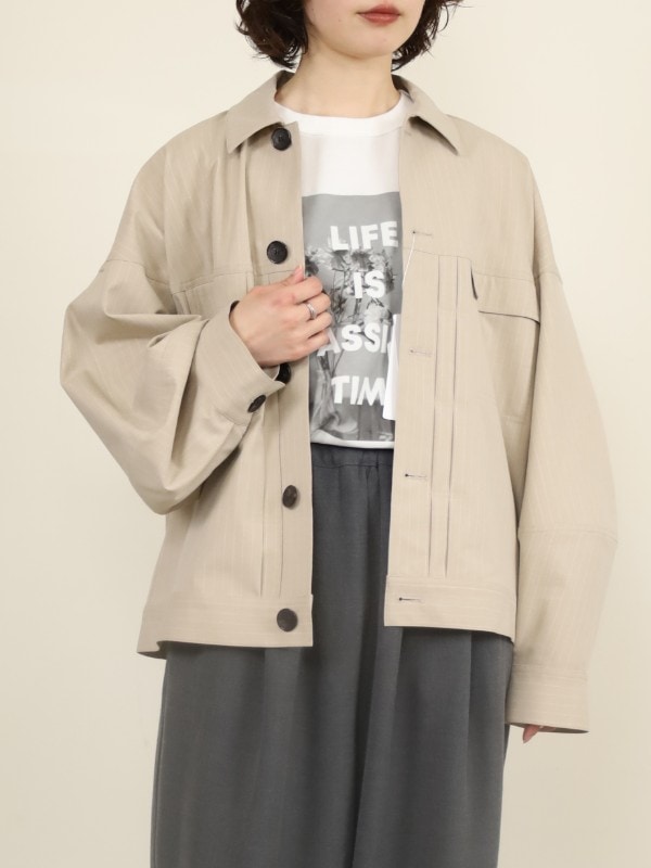 【VERSEAU】ストライプフォルムシャツジャケット