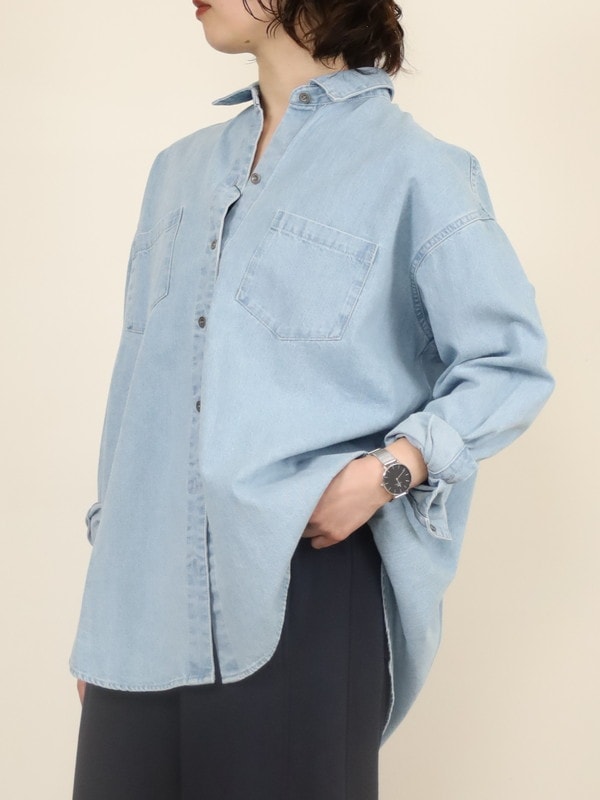 【MICA&DEAL】麻混デニムブリーチシャツ