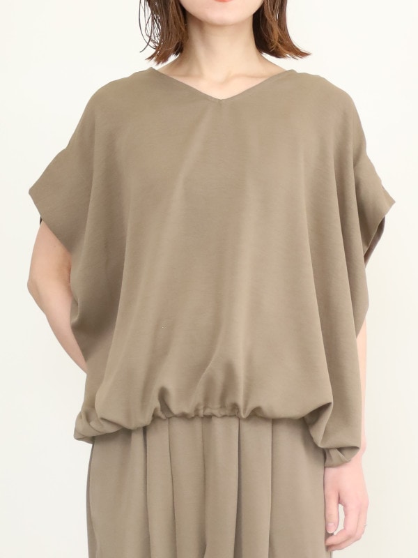 【siro de la bonte】Vネック2wayヘム半袖トップス