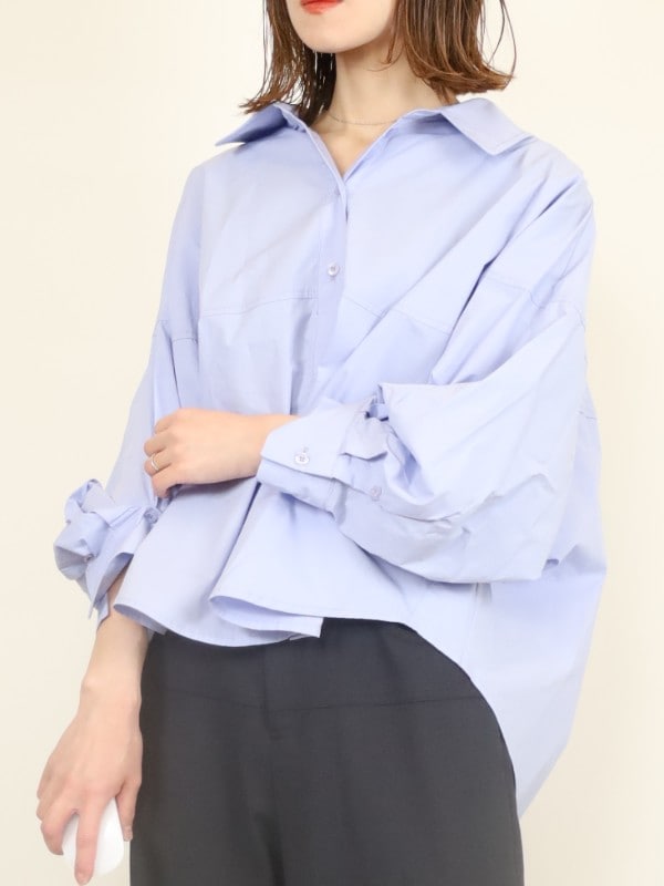 【ayane】ボタンタックスリーブシャツ