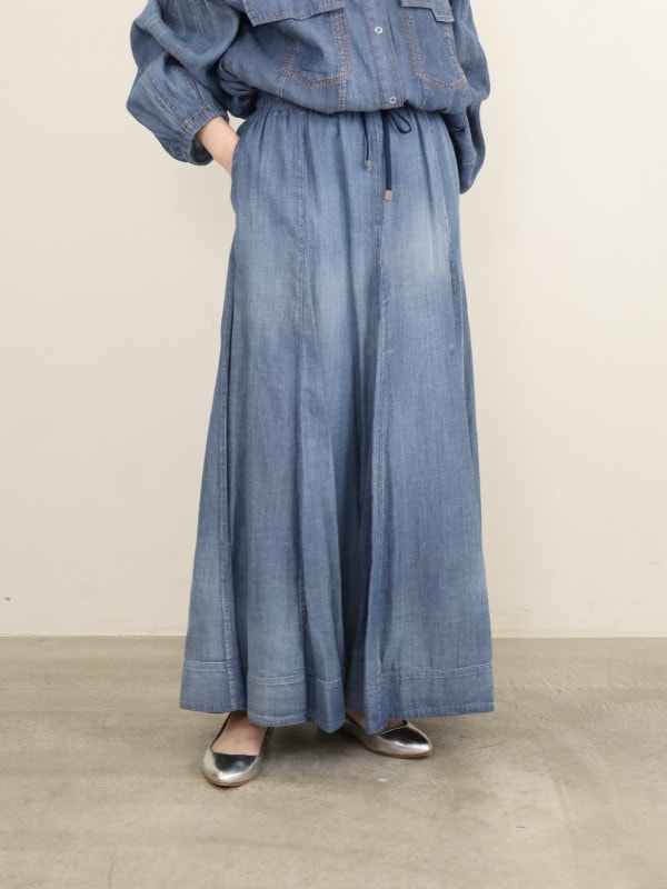 【ayane】シアーデニムフレアスカート 