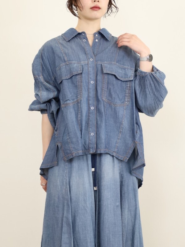 【ayane】シアーデニムショートシャツ
