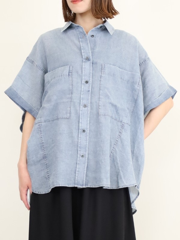 【C.C.CROSS】エアリーデニムポンチョシャツ