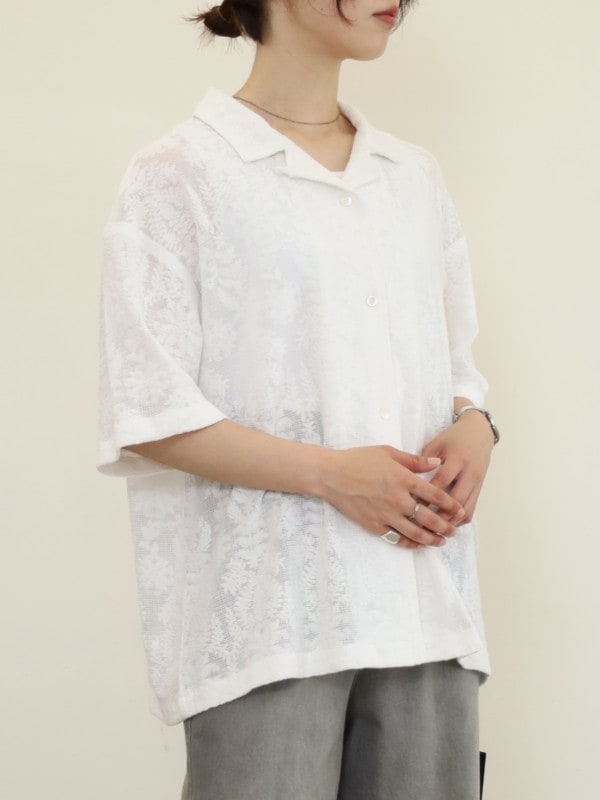 【MICA&DEAL】オープンカラーレースシャツ