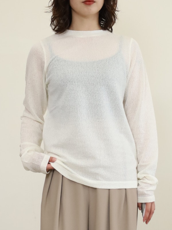 【ma couleur】シースルージャガード長袖カットソー 